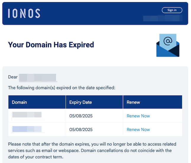 Website down error page